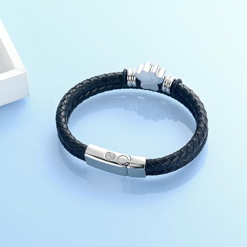 Hearbeingt Dog Paw Urn Bracelet for Ashes Braided Leather Cremation Jewelry for Ashes for Dog Cat Keepsake Bangle in Kuwait