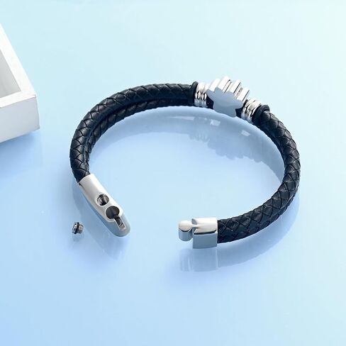 Hearbeingt Dog Paw Urn Bracelet for Ashes Braided Leather Cremation Jewelry for Ashes for Dog Cat Keepsake Bangle in Kuwait