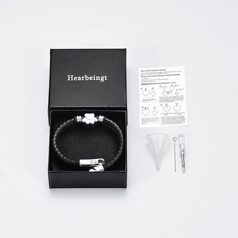 Hearbeingt Dog Paw Urn Bracelet for Ashes Braided Leather Cremation Jewelry for Ashes for Dog Cat Keepsake Bangle in Kuwait