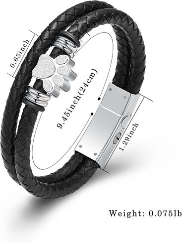 Hearbeingt Dog Paw Urn Bracelet for Ashes Braided Leather Cremation Jewelry for Ashes for Dog Cat Keepsake Bangle in Kuwait