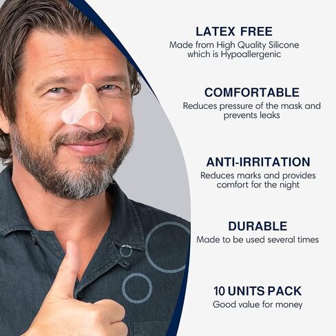 Anchy 10 Pack Nasal Pads for CPAP mask - Clear Silicone Gel - Comfortable & Reusable Mask Cushions for Sleep Apnea Therapy - Accessories for CPAP - Nose Bridge Protection in Saudi Arabia