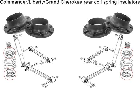 Rear Coil Spring Insulators, Coil Spring Isolators Compatible with Jeep 2006-2010 Commander XK, 2005-2010 Grand Cherokee WK, 2008-2012 Liberty KK (Stock height, Pack of 2) in Saudi Arabia