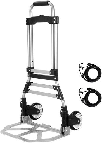 Heavy Duty Folding Hand Truck Dolly Cart Luggage Cart with 2 Elastic Ropes Telescoping Handle Handing Truck for Luggage Moving Travel Shopping Office Use (132 Lb 2 Wheels) in Saudi Arabia
