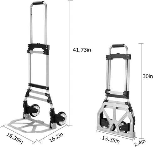 Heavy Duty Folding Hand Truck Dolly Cart Luggage Cart with 2 Elastic Ropes Telescoping Handle Handing Truck for Luggage Moving Travel Shopping Office Use (132 Lb 2 Wheels) in Saudi Arabia