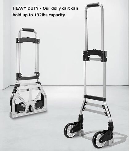 Heavy Duty Folding Hand Truck Dolly Cart Luggage Cart with 2 Elastic Ropes Telescoping Handle Handing Truck for Luggage Moving Travel Shopping Office Use (132 Lb 2 Wheels) in Saudi Arabia