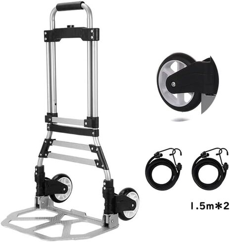 Heavy Duty Folding Hand Truck Dolly Cart Luggage Cart with 2 Elastic Ropes Telescoping Handle Handing Truck for Luggage Moving Travel Shopping Office Use (132 Lb 2 Wheels) in Saudi Arabia