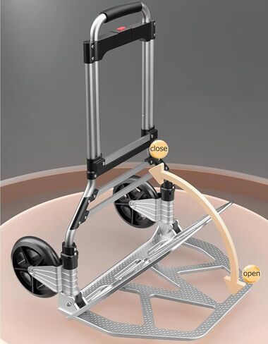 عربة أمتعة قابلة للطي للخدمة الشاقة، عربة أمتعة دوللي مع حبلين مرنين، مقبض تلسكوبي، شاحنة تسليم للأمتعة، السفر، التسوق، المكتب (132 رطل، عجلتان) in Kuwait