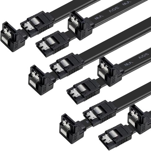 BENFEI SATA Cable III, 6 Pack SATA Cable III 6Gbps 90 Degree Right Angle with Locking Latch 18 Inch for SATA HDD, SSD, CD Driver, CD Writer - Black in Saudi Arabia
