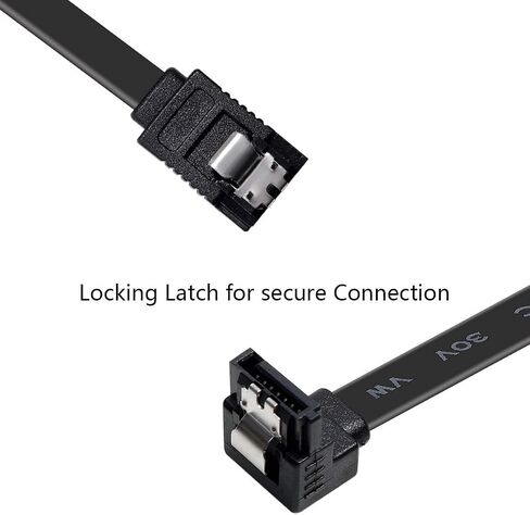 BENFEI SATA Cable III, 6 Pack SATA Cable III 6Gbps 90 Degree Right Angle with Locking Latch 18 Inch for SATA HDD, SSD, CD Driver, CD Writer - Black in Saudi Arabia