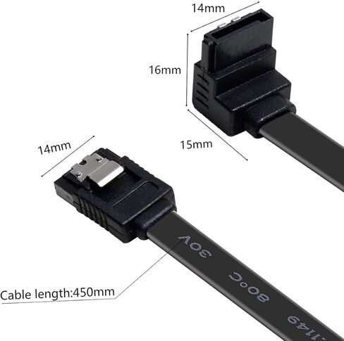 BENFEI SATA Cable III, 6 Pack SATA Cable III 6Gbps 90 Degree Right Angle with Locking Latch 18 Inch for SATA HDD, SSD, CD Driver, CD Writer - Black in Saudi Arabia