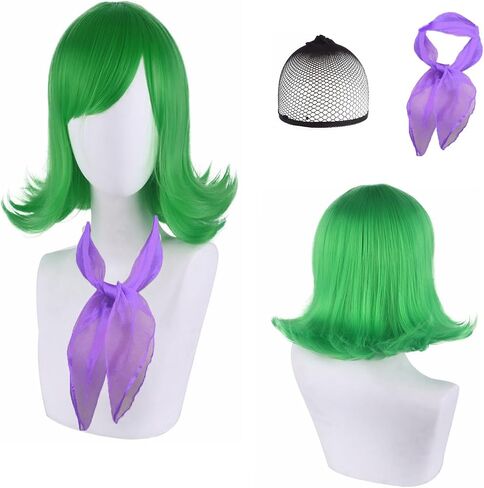 Black and Red Wig Detachable Ears 17inch Short Straight Cosplay Wig for Men Anime Cosplay Wig Outfit Synthetic Party Wig Monocle + Wig Cap in Saudi Arabia