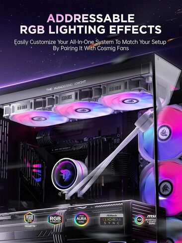 AsiaHorse WK-A360 ARGB All-in-One AIO CPU Liquid Cooler, Wandering Knight 360mm Water Cooling System with Dual High-Performance Pump and 3×120mm PWM Fans, Compatible with Intel & AMD CPUs (Black) in Kuwait
