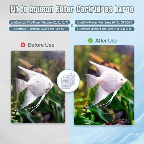 عبوة من 12 خراطيش مرشحات بديلة كبيرة من Erreloda لفلتر الطاقة Aqueon QuietFlow مقاس 20،30،50،75 & E، فلتر طاقة داخلي مقاس 40 وفلتر علبة مقاس 200/300/400 وفلتر Zilla كبير in Kuwait
