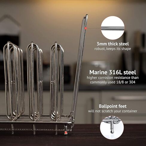 LIPAVI Sous Vide Rack مع مضاد للطفو - موديل L10X - قابل للتعديل وقابل للطي ويضمن الدفء المتساوي - 316L من الفولاذ المقاوم للصدأ in Kuwait