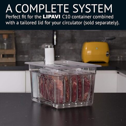 LIPAVI Sous Vide Rack مع مضاد للطفو - موديل L10X - قابل للتعديل وقابل للطي ويضمن الدفء المتساوي - 316L من الفولاذ المقاوم للصدأ in Kuwait