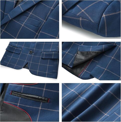 Boys Plaid Slim Fit Suit Formal Dress Tuxedo Clothes 3 Piece Suits Set for Boy Wedding Guest Outfit in Saudi Arabia