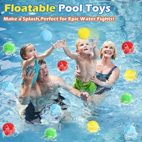 HEJIN 80 PCS Reusable Water Balls, Water Soaker Ball with Drying Bag, Cotton Water Balls for Kids Teens Boys and Girls, Water Balls, Water Summer Toys for Outdoor Play Pool Party Backyard in Kuwait