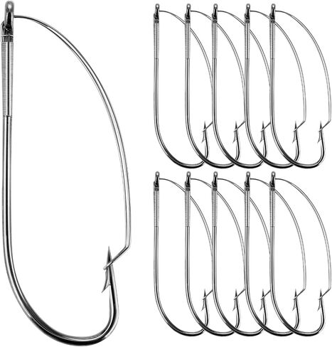 10PCS Wacky Rig Hooks, Weedless Hooks Wacky Worm Hooks Long Neck Hooks for Bass Fishing Weedless Wacky Rig Hooks Fishing Hooks Anti-Hanging Bottom Mouthguard Fish Hook for Bass Fishing Worm Lure Baits in Saudi Arabia