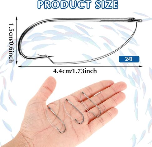 10PCS Wacky Rig Hooks, Weedless Hooks Wacky Worm Hooks Long Neck Hooks for Bass Fishing Weedless Wacky Rig Hooks Fishing Hooks Anti-Hanging Bottom Mouthguard Fish Hook for Bass Fishing Worm Lure Baits in Saudi Arabia