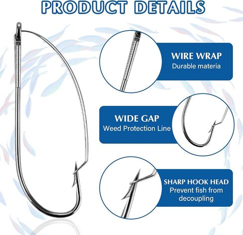 10PCS Wacky Rig Hooks, Weedless Hooks Wacky Worm Hooks Long Neck Hooks for Bass Fishing Weedless Wacky Rig Hooks Fishing Hooks Anti-Hanging Bottom Mouthguard Fish Hook for Bass Fishing Worm Lure Baits in Saudi Arabia