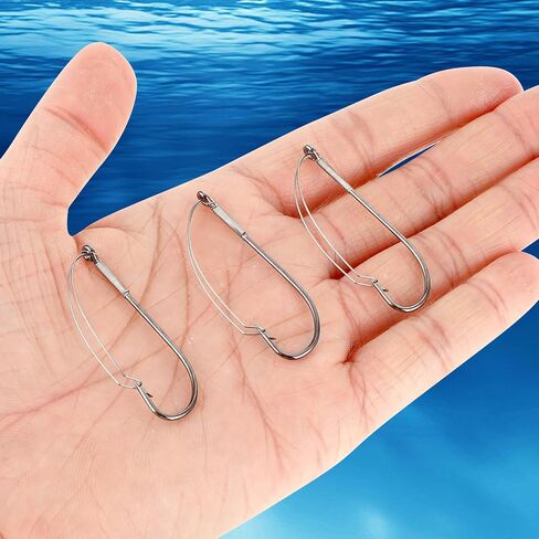 10PCS Wacky Rig Hooks, Weedless Hooks Wacky Worm Hooks Long Neck Hooks for Bass Fishing Weedless Wacky Rig Hooks Fishing Hooks Anti-Hanging Bottom Mouthguard Fish Hook for Bass Fishing Worm Lure Baits in Saudi Arabia