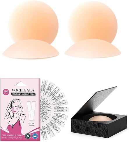 أغطية حلمات VOCH GALA زوجان (الحجم: كبير) وشريط مزدوج الجوانب للملابس (100 شريط) in Kuwait