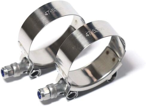 TenkeAuto Universal T Bolt Clamp Range 47mm إلى 53mm 304 الفولاذ المقاوم للصدأ أنبوب PSI عالي / توربو / مبرد داخلي لخرطوم الهوية (47 مم - 53 مم 4 عبوات) in Kuwait