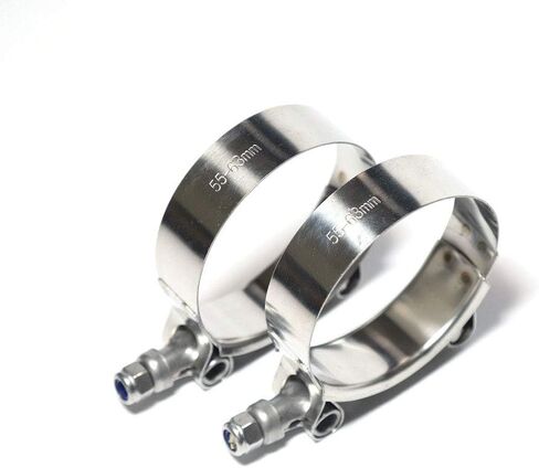 TenkeAuto Universal T Bolt Clamp Range 47mm إلى 53mm 304 الفولاذ المقاوم للصدأ أنبوب PSI عالي / توربو / مبرد داخلي لخرطوم الهوية (47 مم - 53 مم 4 عبوات) in Kuwait
