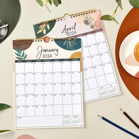 2024 Calendar - Jan. 2024 - Dec. 2024, 2024 Wall Calendar with 12 Months, 11" x 8.5", Twin-Wire Binding + Hanging Hook + Large Blocks with Julian Dates, Wall Calendar for Organizing - Colorful Lump in Saudi Arabia