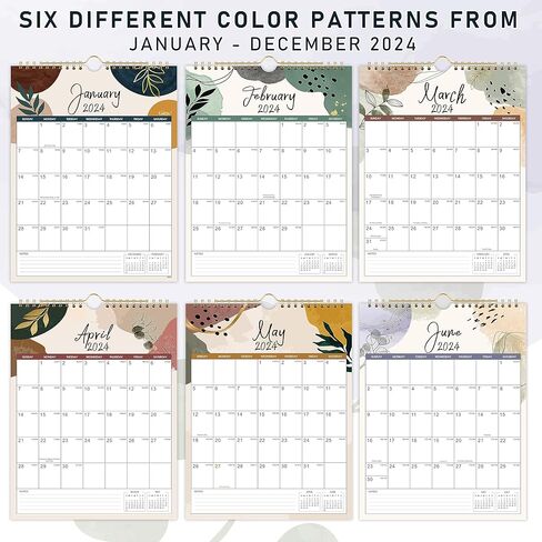 2024 Calendar - Jan. 2024 - Dec. 2024, 2024 Wall Calendar with 12 Months, 11" x 8.5", Twin-Wire Binding + Hanging Hook + Large Blocks with Julian Dates, Wall Calendar for Organizing - Colorful Lump in Saudi Arabia