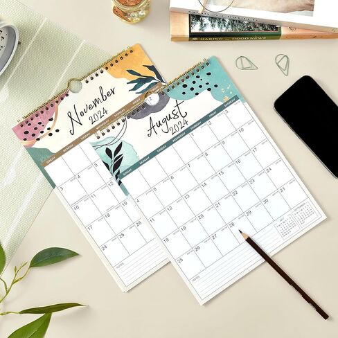 2024 Calendar - Jan. 2024 - Dec. 2024, 2024 Wall Calendar with 12 Months, 11" x 8.5", Twin-Wire Binding + Hanging Hook + Large Blocks with Julian Dates, Wall Calendar for Organizing - Colorful Lump in Saudi Arabia