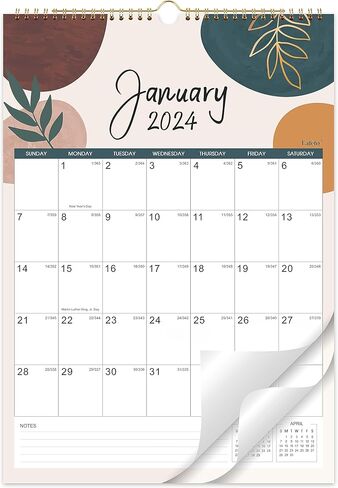 2024 Calendar - Jan. 2024 - Dec. 2024, 2024 Wall Calendar with 12 Months, 11" x 8.5", Twin-Wire Binding + Hanging Hook + Large Blocks with Julian Dates, Wall Calendar for Organizing - Colorful Lump in Saudi Arabia