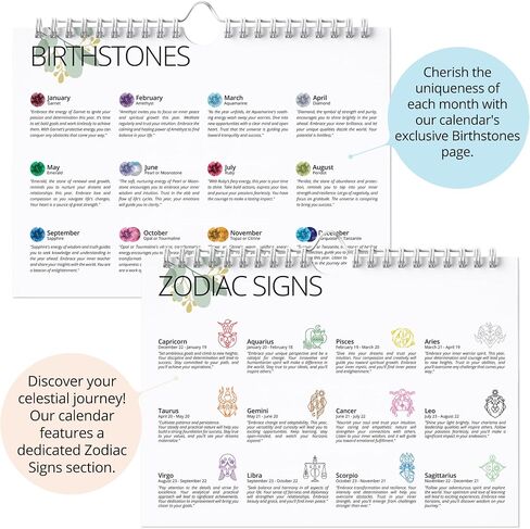 Large Wall Calendar 2024 Planner, Now to December 2024-18 Month US Planner - Yearly Goals, Holiday Planner, Zodiac Signs, Birthstones - Big Monthly Calendar - Landscape, Color in Saudi Arabia