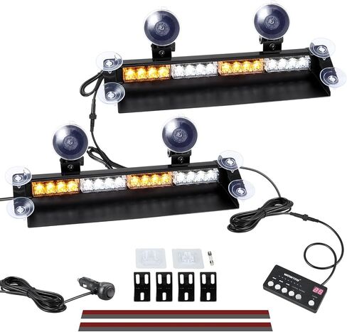 WOWTOU 2 in 1 LED Amber White Emergency Strobe Light Bar for Trucks Snow Plows Construction Vehicles, Car Windshield Rear Window Safety Warning with Multi-Functional Controller in Saudi Arabia