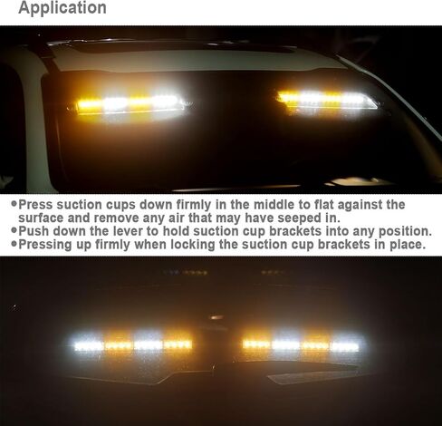 WOWTOU 2 in 1 LED Amber White Emergency Strobe Light Bar for Trucks Snow Plows Construction Vehicles, Car Windshield Rear Window Safety Warning with Multi-Functional Controller in Saudi Arabia