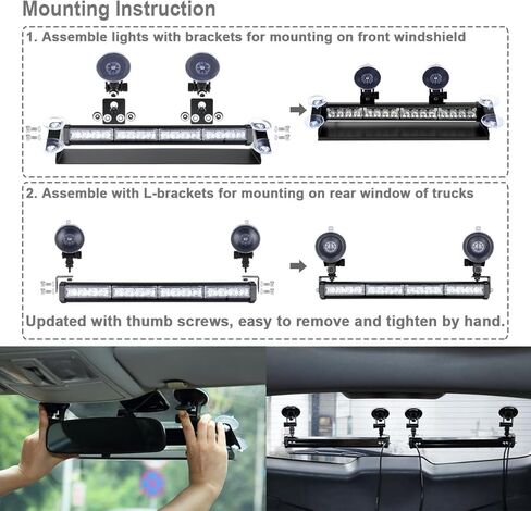 WOWTOU 2 in 1 LED Amber White Emergency Strobe Light Bar for Trucks Snow Plows Construction Vehicles, Car Windshield Rear Window Safety Warning with Multi-Functional Controller in Saudi Arabia