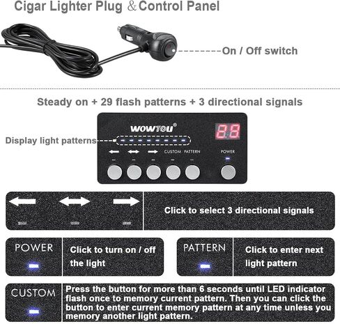 WOWTOU 2 in 1 LED Amber White Emergency Strobe Light Bar for Trucks Snow Plows Construction Vehicles, Car Windshield Rear Window Safety Warning with Multi-Functional Controller in Saudi Arabia
