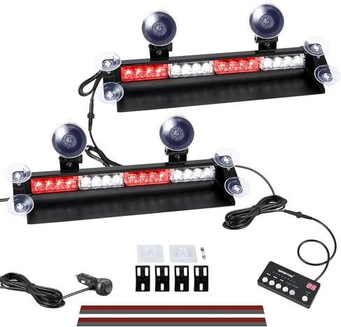 WOWTOU 2 in 1 LED Amber White Emergency Strobe Light Bar for Trucks Snow Plows Construction Vehicles, Car Windshield Rear Window Safety Warning with Multi-Functional Controller in Saudi Arabia