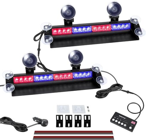 WOWTOU 2 in 1 LED Amber White Emergency Strobe Light Bar for Trucks Snow Plows Construction Vehicles, Car Windshield Rear Window Safety Warning with Multi-Functional Controller in Saudi Arabia