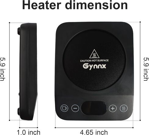 جهاز تسخين كوب القهوة من جينكس، سخان كهربائي لشموع الجاذبية، تشغيل/إيقاف تلقائي مع 9 إعدادات لدرجة الحرارة، مؤقت 1-9 لتدفئة المشروبات، سخان عملي محمول للمنزل والمكتب (أسود) in Kuwait