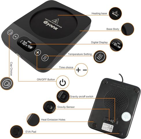 جهاز تسخين كوب القهوة من جينكس، سخان كهربائي لشموع الجاذبية، تشغيل/إيقاف تلقائي مع 9 إعدادات لدرجة الحرارة، مؤقت 1-9 لتدفئة المشروبات، سخان عملي محمول للمنزل والمكتب (أسود) in Kuwait