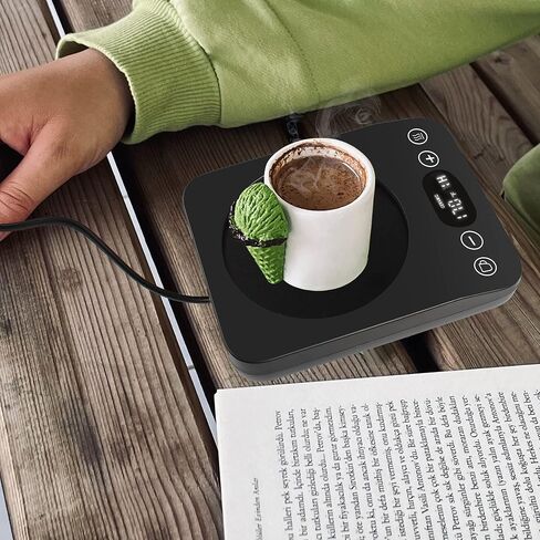 جهاز تسخين كوب القهوة من جينكس، سخان كهربائي لشموع الجاذبية، تشغيل/إيقاف تلقائي مع 9 إعدادات لدرجة الحرارة، مؤقت 1-9 لتدفئة المشروبات، سخان عملي محمول للمنزل والمكتب (أسود) in Kuwait