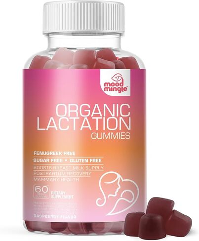 علكة Mood Mingle العضوية للرضاعة الطبيعية ودعم ما بعد الولادة - مع نبات الشوك المبارك، وبذور الشمر، وشوك الحليب، والمورينجا، وليسيثين عباد الشمس، وفيتامين D3 $ B12 - زيادة إنتاج الحليب من إنتاج الحليب in Kuwait