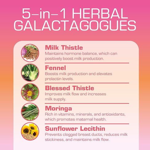 علكة Mood Mingle العضوية للرضاعة الطبيعية ودعم ما بعد الولادة - مع نبات الشوك المبارك، وبذور الشمر، وشوك الحليب، والمورينجا، وليسيثين عباد الشمس، وفيتامين D3 $ B12 - زيادة إنتاج الحليب من إنتاج الحليب in Kuwait