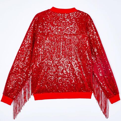 CHENBAO Tessel Sequin Jacket for Women Sparkly Bomber Varsity Trendy Shiny Coat Ladies Glitter Birthday Party Holiday Clothes in Saudi Arabia