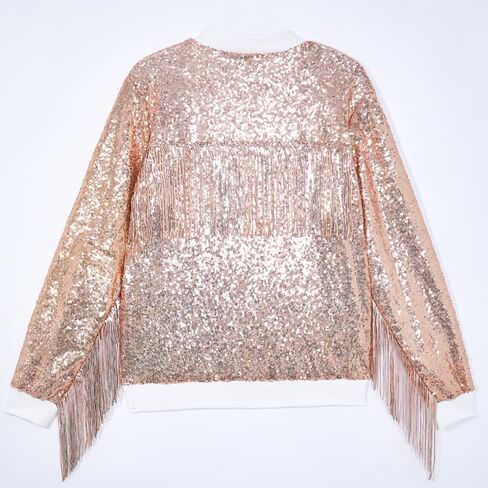 CHENBAO Tessel Sequin Jacket for Women Sparkly Bomber Varsity Trendy Shiny Coat Ladies Glitter Birthday Party Holiday Clothes in Saudi Arabia