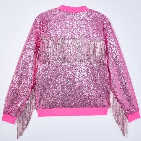 CHENBAO سترة مطرزة بالترتر للنساء سباركلي بومبر اسكواش عصري لامع معطف السيدات بريق حفلة عيد ميلاد عطلة الملابس in Kuwait