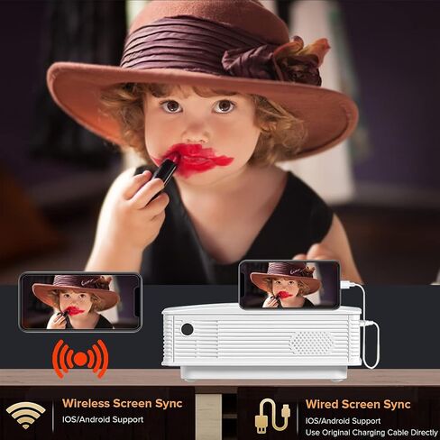 Laptop Computer Portable Projector WiFi Video Movie Outdoor Home Cinema HDMI Multimedia 5500Lux 1080P support Keystone Correction Compatible with TV, PC, HDMI, USB, VGA, iOS/Android in Saudi Arabia