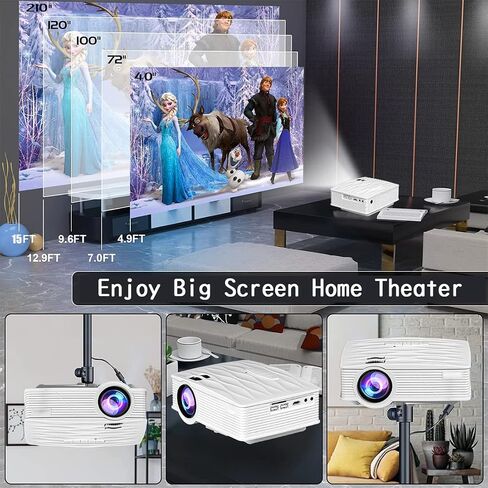 Laptop Computer Portable Projector WiFi Video Movie Outdoor Home Cinema HDMI Multimedia 5500Lux 1080P support Keystone Correction Compatible with TV, PC, HDMI, USB, VGA, iOS/Android in Saudi Arabia