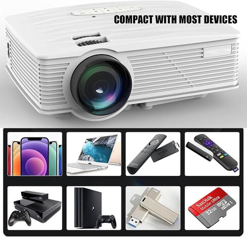 Laptop Computer Portable Projector WiFi Video Movie Outdoor Home Cinema HDMI Multimedia 5500Lux 1080P support Keystone Correction Compatible with TV, PC, HDMI, USB, VGA, iOS/Android in Saudi Arabia